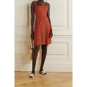 Saloni Rachel Printed Linen Mini Dress Red Size 2